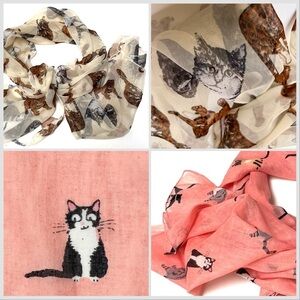 2 Cat Print scarves